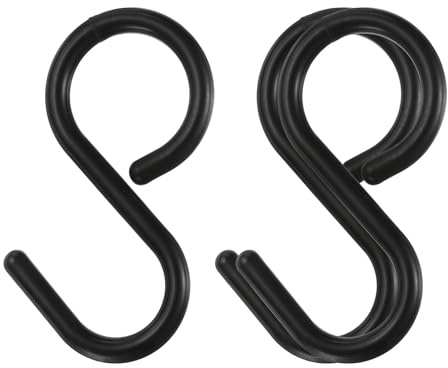 QUARKZMAN 3Stk S Haken 2.4 Kunststoff Hänge S Förmige Haken Klein S Kleiderbügel Schrank Stangen Haken für Tassen Pflanzen Schmuck Jeans Werkzeuge Schwarz
