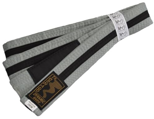 TEKKA BUDO Ceinture brésilienne pour enfant - Gris et noir - Avec barre noire - 220 cm