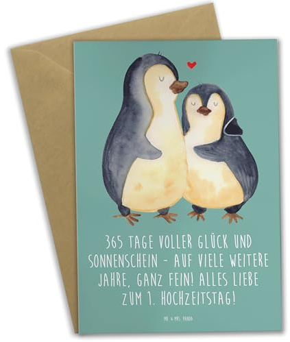 Mr. & Mrs. Panda Glückwunschkarte 1. Hochzeitstag Papierhochzeit - Geschenk, weihnachtskarten, Liebe, hochzeitskarten, Heiraten, Geschenke, einladungskarten, erster, Hochzeitsgeschenk, Grußkarten