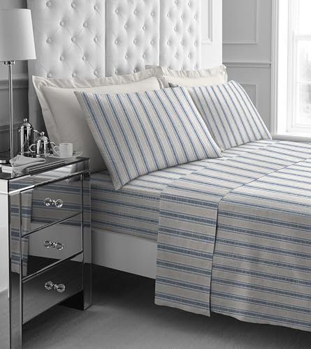 GC GAVENO CAVAILIA 100% Brushed Cotton Fitted Sheets, Flat Sheet & Pillowcases - 4 Piece Flannelette Bedding Double Bed Sheets - Warm, Easy Care, Thermal Flannel Sheets - Easycare - Wrinkle Resistant