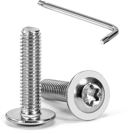Tunejoy 20 Pièces Vis à Tête Bombée Torx avec Bride M5 x 20 mm Vis à Six Pans Creux en Acier Inoxydable A2 V2A Boulons à Tête Hexagonale avec Clé T25 Filetage Complet