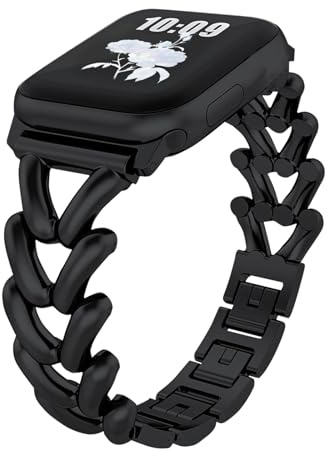 KeHowy Metall Armband für Apple Watch Armband 41mm/40mm/38mm/42mm, Elegant | für iWatch Series 11 42mm/10 42mm/9/8/7/6/5/4/3/2/1/SE/SE2/SE3, Damen Herren Metall Gliederarmband Ersatzarmband - Schwarz