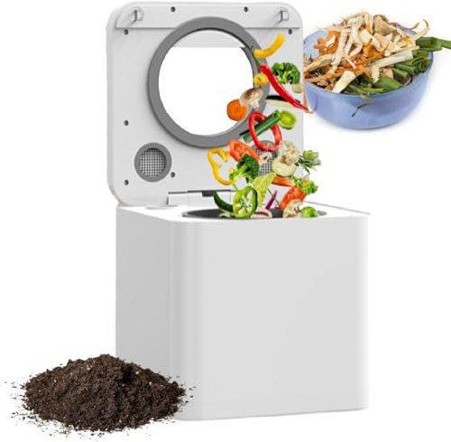 XEEAOFE Contenitore per Compost da 3,3 Litri, da Cucina, per Interni, Macchina per Compost Alimentare Intelligente con Lama di Macinazione, Inodore, Trasforma I Rifiuti in Pre-Compost per Piante,110V