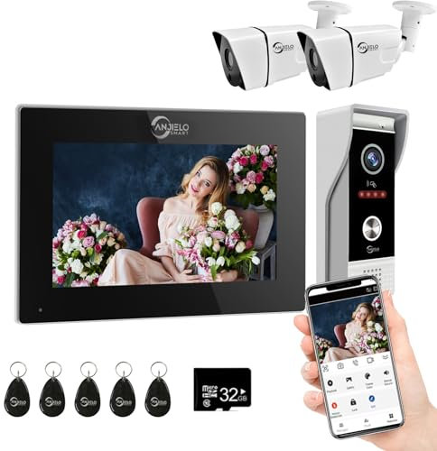 Wired Video Doorbell Apartment Intercom,1080P Doorbell and HD Camera,7 Inch Full Touch Monitor System,TUYA WiFi Smart Home Video Intercom (1doorbell+1monitor+2camera)