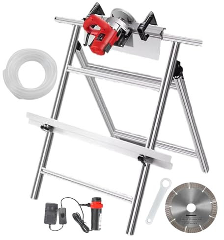 pealiritansemen Chanfreineuse Électrique À 43° pour Carrelage,13 000 TR/Min pour Carrelage en Céramique,avec 2 Lames De Scie,Épaisseur De Chant Réglable De 0,1 À 0,3 cm,Double Poignée,Machine+Bracket