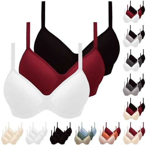 XCXC 3er-Pack Damen BHS mit Bügel Push-Up Soft BH Frauen Bequemer Bügelloser Klassische-BH mit Verstellbaren Trägern Perfekte Passform Bra Set für Alltag und Freizeit