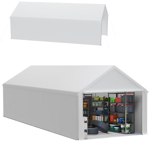Froadp Lagerzelt 4x8 m – Gerätezelt, Gerätehaus & Zeltgarage in einem – wetterfester Unterstand mit robuster PE-Plane & Stahlrahmen, ideal für Werkzeuge, Paletten, Garten & Baustelle (Weiß)