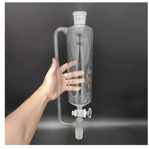 WKEWANG Embudo de decantación de Forma cilíndrica de presión Constante, 100mL-1000mL-2000mL, Junta 29/32, con Marca de garrapata, válvula de conmutación de Vidrio(250mL)