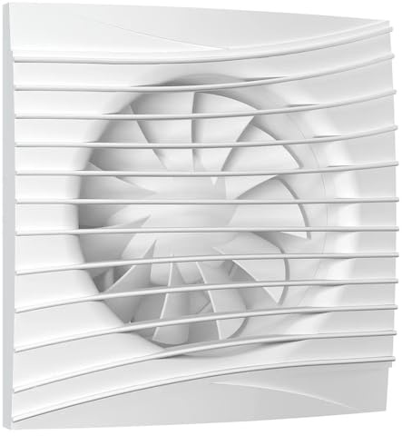 Vlano ONDA 100 TH Badlüfter mit Feuchtigkeitsensor, Nachlauf und Lichtsensor, Lüftungsmodus, Rückschlagklappe,100mm, Decken- und Wandmontage Raumventilator, TIMER, HYGRO, 90 m³/h,