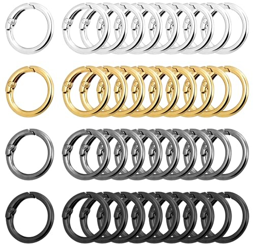 40 Stück Runde Karabiner, Karabiner Ring 4 Farben, Zinklegierung | Karabinerhaken Rund, Außendurchmesser 26 mm, Innererdurchmesser 19 mm, Taschenzubehör Für Schlüsselanhänger Und Taschenringe