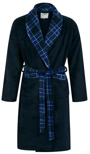 Tokyo Laundry Men’s Soft Fleece Plaid Check Trim Dressing Gown