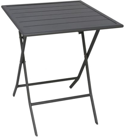 Acomoda Textil – Mesa Plegable de Acero para Interior y Exterior Antracita. Mesa Estable y Resistente para Jardín, Balcón, Terraza y Patio 60x71 cm.