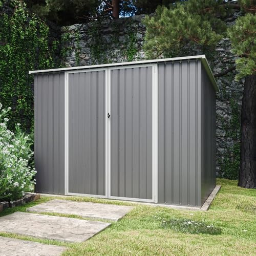 Casetta da Giardino in Acciaio Zincato 2,77x1,93xh1,96 cm, 5,35mq, Porta a Battente (Grigio)