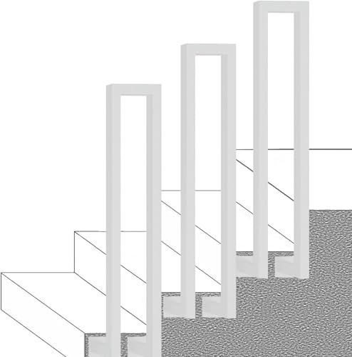 Rampe d'escalier en métal 35-100 cm | Rampe galvanisée blanche pour 1 marche | Utilisation intérieur/extérieur | Balustrade d'escalier de transition de 50 cm