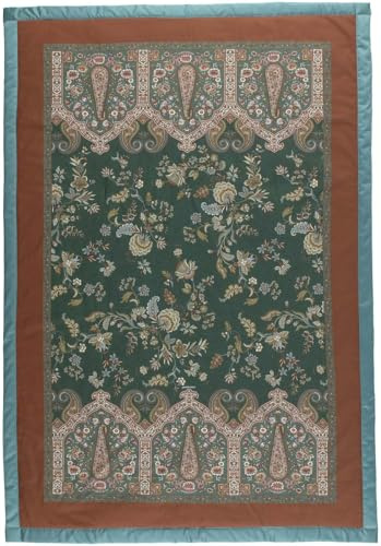 Bassetti Indian Roses Plaid aus 100% Baumwolle in der Farbe Grün V1, Maße: 135X190 cm - 9333425