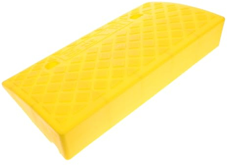 Tragbare Kunststoff Bordsteinrampe 50x27x9cm für Einfahrten | Gelb, Rutschfest und Leicht, für Autos und Rollstühle, Erhöhte Schwellen Sowie Treppenbereiche