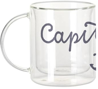 Fabulous Mug Verre Double Paroi - Capitaine Femme Marine Mer Eau - Tasse a Cafe et The Isotherme 330ml Effet Suspendu Anti-Brulure Imprime en France