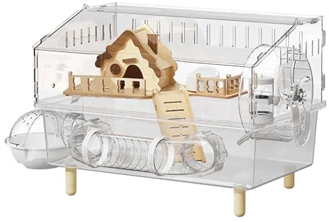 Hamsterkäfig – Zweistöckiges Acryl Gehege, Geräumige Hamster Unterkunft Mit Sicherem Design, Leicht Zu Reinigendes Material | Komfortabler Lebensraum Für Kleintiere Zur Beobachtung Pflege Aus
