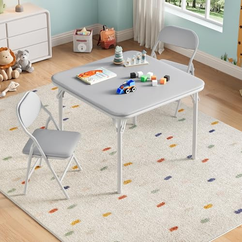 Aptliton Foldable Children's Table & Chair Set, Grey, 3Pcs