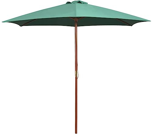 Mokuyary Parasol avec Poteau en Bois 270 x 270 cm Vert, Parasol de Extérieur pour Terrasse, Piscine, Plage, Restaurants, Balcon