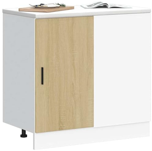 ATOMSTACK MAKER köksunderskåp Sonoma-ek, 86 x 46 x 81,5 cm, höjdjusterbara fötter, 70 kg lastkraft, trämaterial, med dörr – Lyonserien