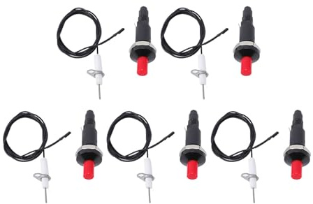 Sunicon Encendedor de Parrilla 5X, Encendedor piezoeléctrico, electrodo roscado con botón pulsador de Metal, con Cable Largo, Adecuado para Estufas de Gas, hornos y Estufas de Cocina