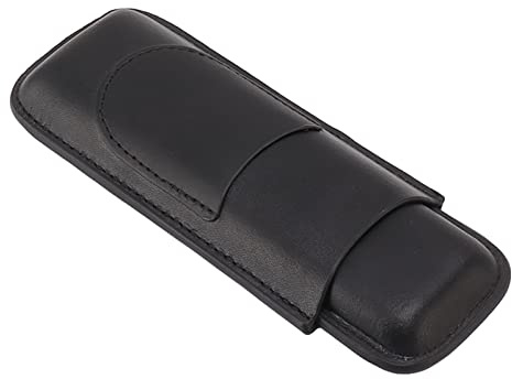 Stylebest Estuche para Puros Elegante de Piel Sintética, Soporte Delgado para Viajes, Fiestas, Negocios, 2 Dedos, Ligero, Capacidad para 2 Puros (Negra)