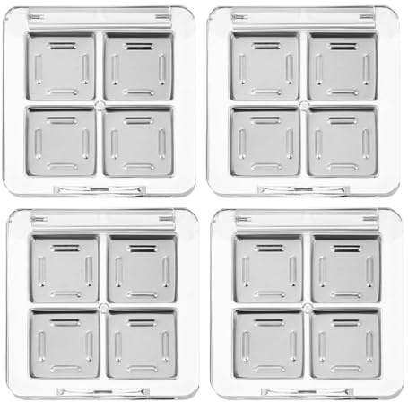 HOMSFOU 4 Pièces Plateau de Maquillage Vide Mini Palette de Fards à Paupières en Plastique, Compact, 4 Compartiments, Léger, pour Couleurs Personnalisées