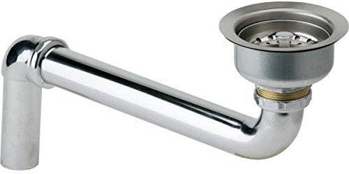 Elkay LKAD35 3-1/2 Drain Fitting with Stainless Steel Body, Strainer Basket, and Offset Tailpiece, Silver, 3.5
