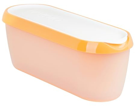 Tovolo Glide-A-Scoop Ice Cream Tub, 1.5 Quart, Insulated, Airtight Reusable Container With Non-Slip Base, Stackable on Freezer Shelves, BPA-Free, Orange Crush