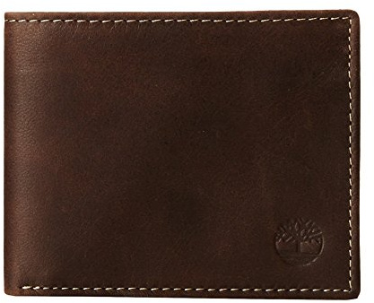 Timberland Men's Leather Wallet With Attached Flip Pocket, Brown (Cloudy), One Size