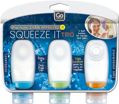 Go Travel Squeezy 60ml Cabin Approved Bottles for Liquids -3 Per Pack (Ref 662)