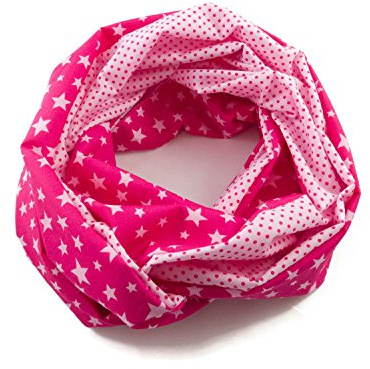 bettina bruder - Damen-Loop Schlauchschal Sterne Punkte pink rosa II- 100% Baumwolle