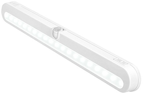 BLS T01L LED Closet Light, Super Bright 20 LED Under Cabinet Lighting Battery Powered/DC Input Wireless Motion Sensing Light, Auto On Off Switch, Motion Sensor & Light Sensor, Light Beam Adjustable