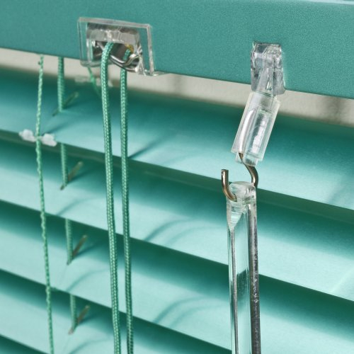 WR-Design Alu Jalousie grün metallic Mint - Breite 50 bis 240 cm - Höhe 130/160 / 220 cm - Tür Fenster Rollo Jalousette Aluminium Fensterjalousie Lamellen Metall (140 x 160 cm)