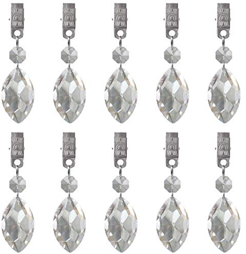Glarks Tischdeckengewichte Set, 10 Stück Metall Clip AB Kristall Glas Teardrop Prismen Anhänger Tischdecke Gewichte