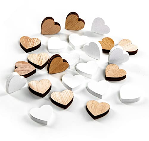 Logbuch-Verlag 24 kleine Holz Herzen Ostern Liebe Muttertag Hochzeit Streuteile weiß natur mini Holzherzen 2,5 cm Tischdeko