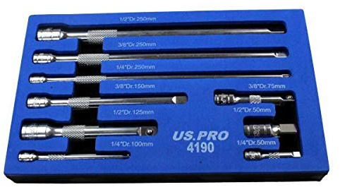 US PRO Tools 9pc 1/4 3/8 1/2 Dr Extension Bar Set, Sockets Bars 4190
