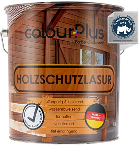 ColourPlus Holzschutzlasur außen 5 Liter - Eiche - wetterfeste Holzschutzfarbe mit UV-Schutz für Gartenmöbel, Zäune und Carports - Holzlasur und Holzschutz Öl-Lasur für außen