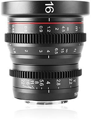 Meike 16mm T2.2 Manueller Fokus Weitwinkelobjektiv für M43 Micro Four Thirds MFT Mount Kameras und Kinokamera BMPCC