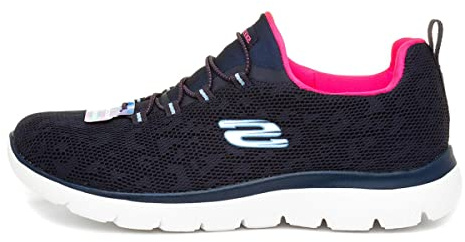 Skechers Femme Summits Leopard Spot Espadrilles, Navy Mesh/Hot Pink Trim, 36 EU