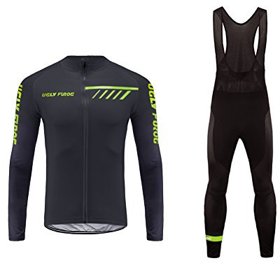 Bike Wear Winter MTB Herren Fahrradbekleidung Set Langarm Atmungsaktiv Radtrikot Fahrrad Trikot (Radjacke Langarm und Fahrradhose mit 3D Sitzpolster)