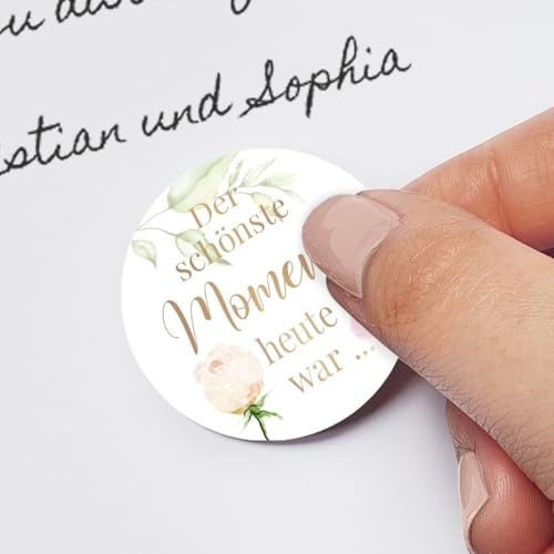 Hochzeit Gästebuch Sticker Aufkleber Set mit 40 verschiedenen Fragen, selbstklebend als Kreis, für Fotoalbum, Gästebuch oder Scrapbooking - Blumen