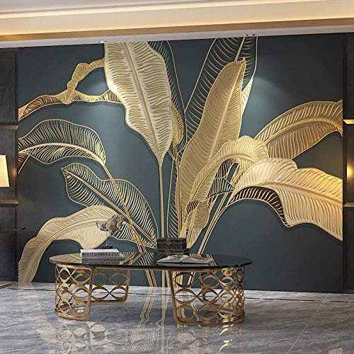 Papier Peint 3D en Trois Dimensions en Relief Luxueux Bananier Impression sur toile Intissé Muraux Photo Poster Tableaux Mural Salon Chambre Murale Décoration 200x150cm