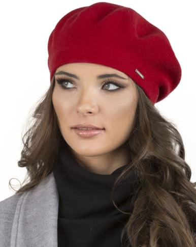 VIVISENCE Damen Baskenmütze Eleganter Wintermütze Warm Und Gemütlich Kopfbedeckung An Winter Und Herbst Warm Dick Strickmütze, Klassisch Mütze Für Frauen Modell 7005
