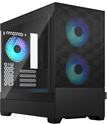 Fractal Design Pop Mini Air RGB Black - Tempered Glass Clear Tint - Honeycomb Mesh Front – TG Side Panel - Three 120 mm Aspect 12 RGB Fans Included – mATX High Airflow PC Gaming Case