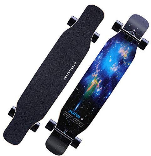 NENGGE Longboard Skateboard Cruiser komplettes Board Ahorn Longboard Jungen und Mädchen Bürste Street Dance Board Anfänger Erwachsenen Teen Allrad-Skateboard Profi Komplettboard 118cm × 24cm,M