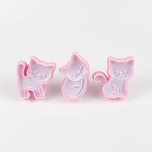 3pcs/set Cute Cat Kitten Cookie Molds Fondant Cutter Biscuit Cutter Cake Pastry Mold Cake Decoration Kitchen Diy Baking Supplies
