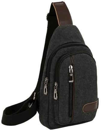 Sac de Poitrine Homme et Femme, Sac Triangle Grande Capacité Sac bandoulière de Sport en Toile, Sac à Poitrine Multi-Poches pour randonnée, Cyclisme, Voyage, Sport