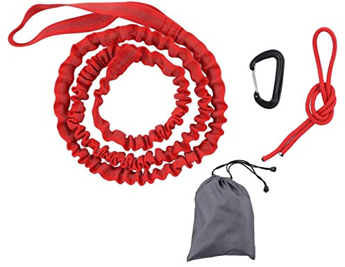 Elastisches Fahrrad-Abschleppseil, Fahrrad-Anhängerkupplung mit Schnalle und Aufbewahrungstasche, elastischer Zuggurt für Radfahren, zum Wandern mit Ihrem Kind (Rot)